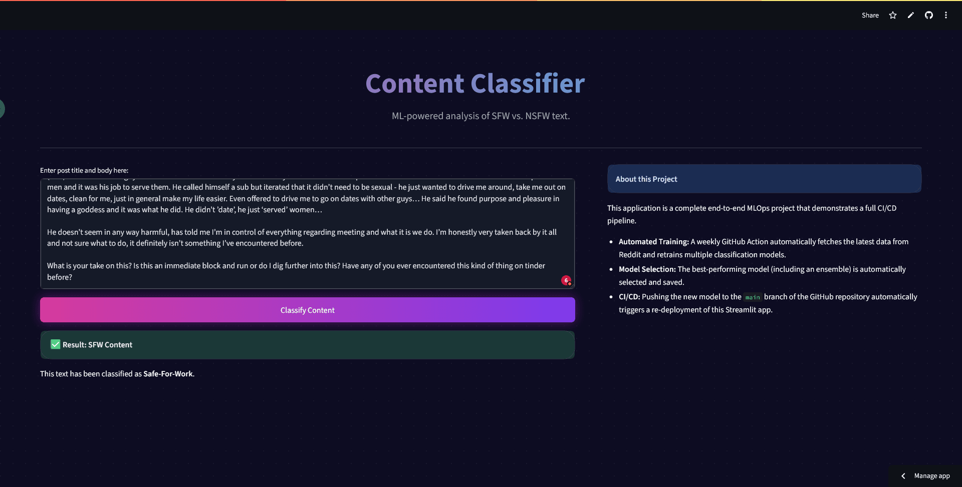 Automated Reddit Content Classifier